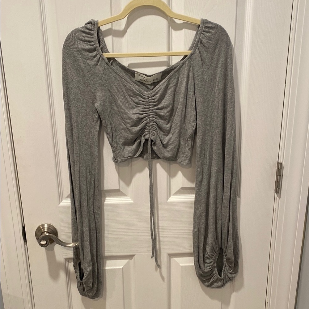 Gray Ruched Long Sleeve Top- vintage Havana